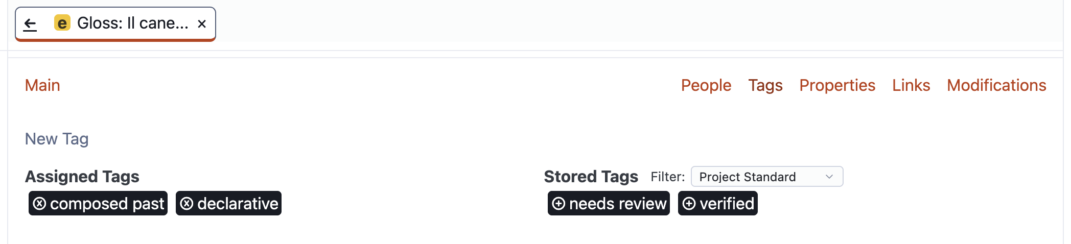 Assigned and stored metadata