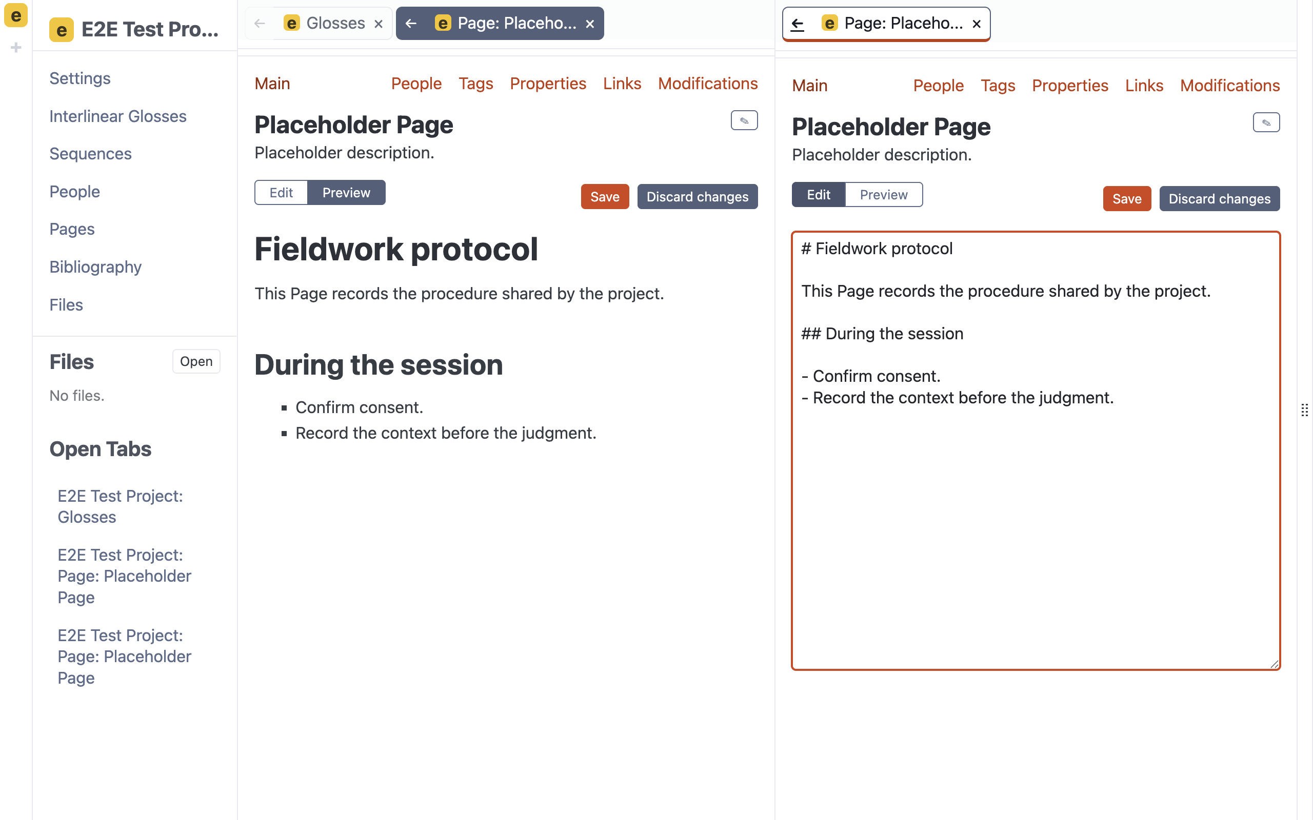 Page editor and live Preview shown side by side